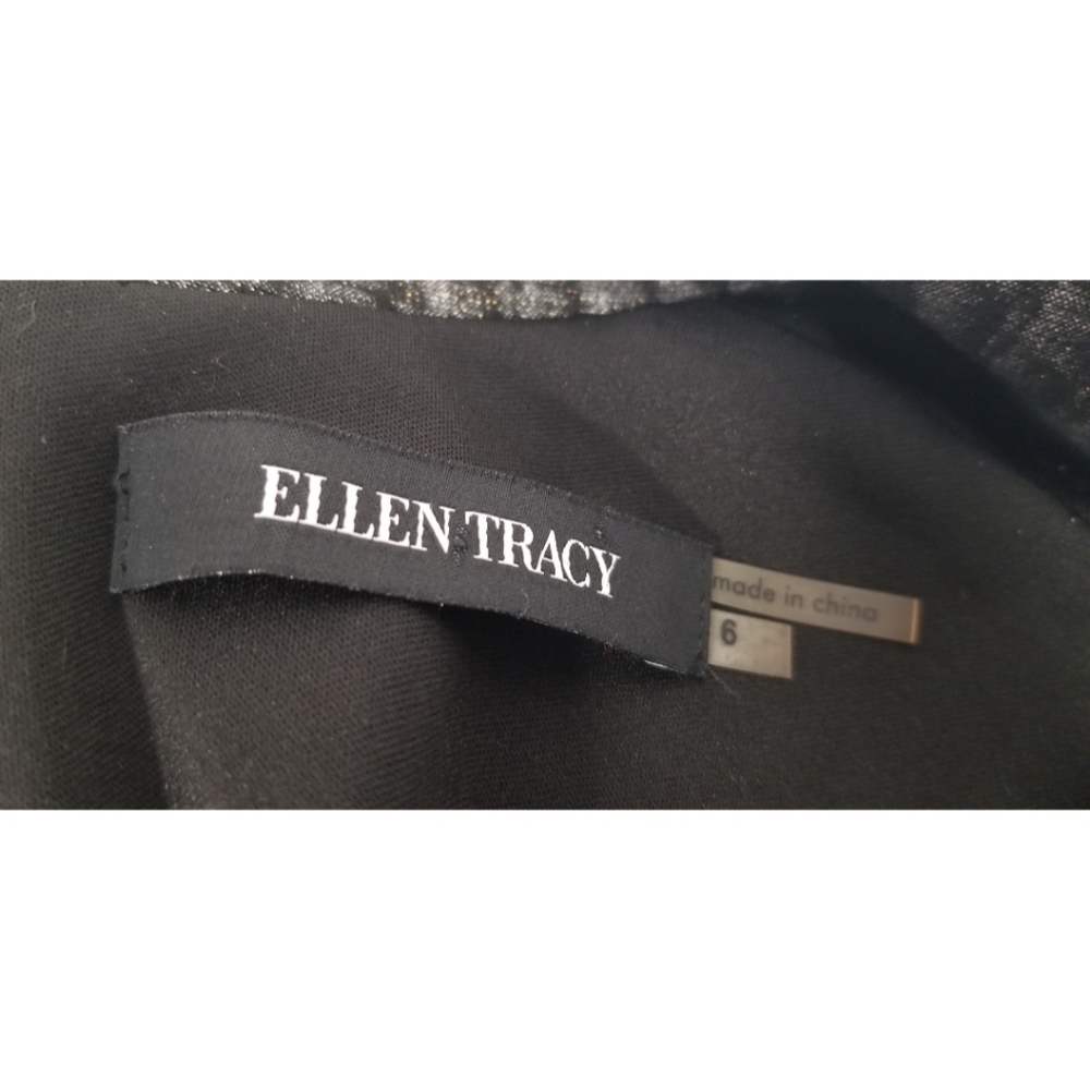 Ellen Tracy Black/Gray Vneck Cap Sleeves Dress, 6 - Picture 12 of 16